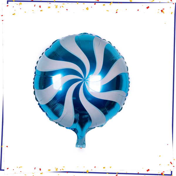 بادکنک فویلی آبنباتی آبی-سفید