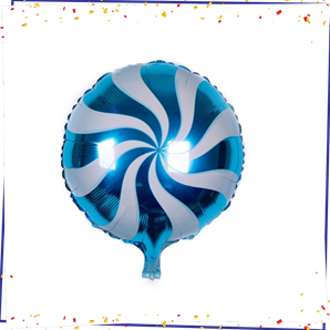 بادکنک فویلی آبنباتی آبی-سفید